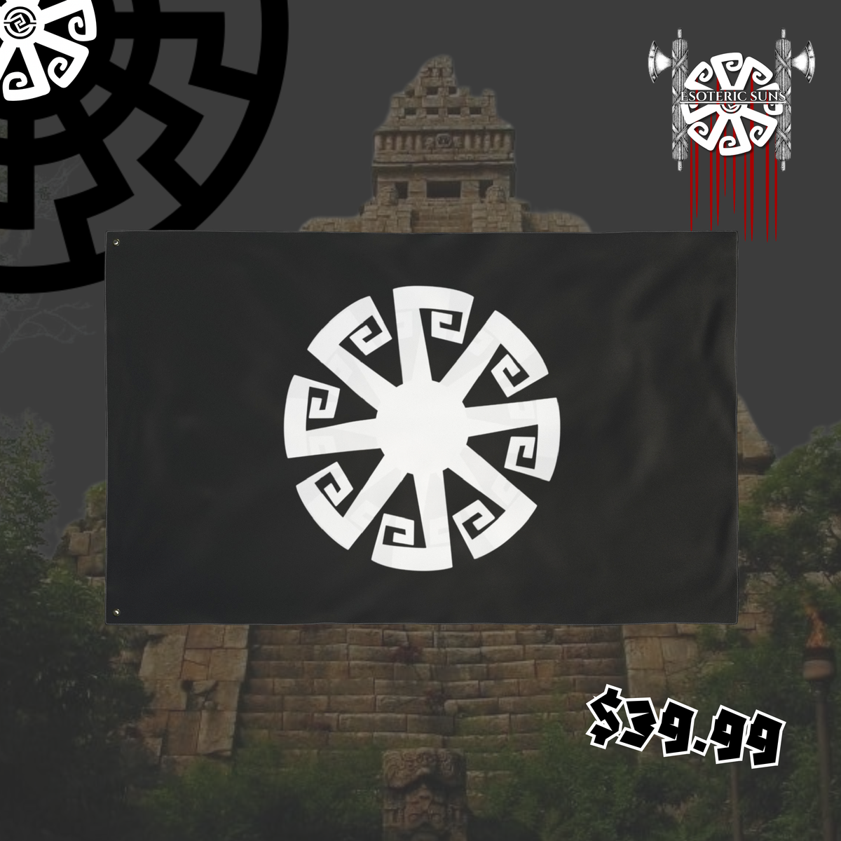 Aztec Sunwheel | Double Sided Flag